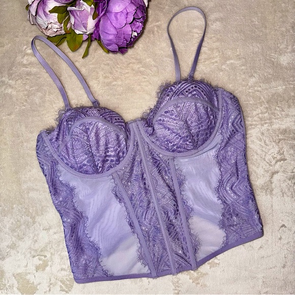 Garage Tops - NWT Garage Purple Chrishell Lace Mesh Bustier